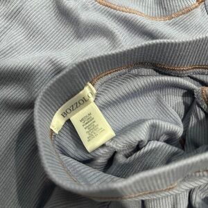 Bozzolo Soft Ribbed Light Blue Jumpsuit with Contrast Stitching